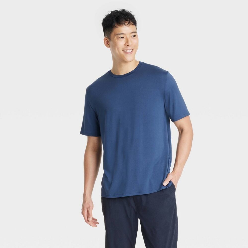All in Motion Men's Relaxed Fit Performance T-Shirt Blue Size M Crew Neck